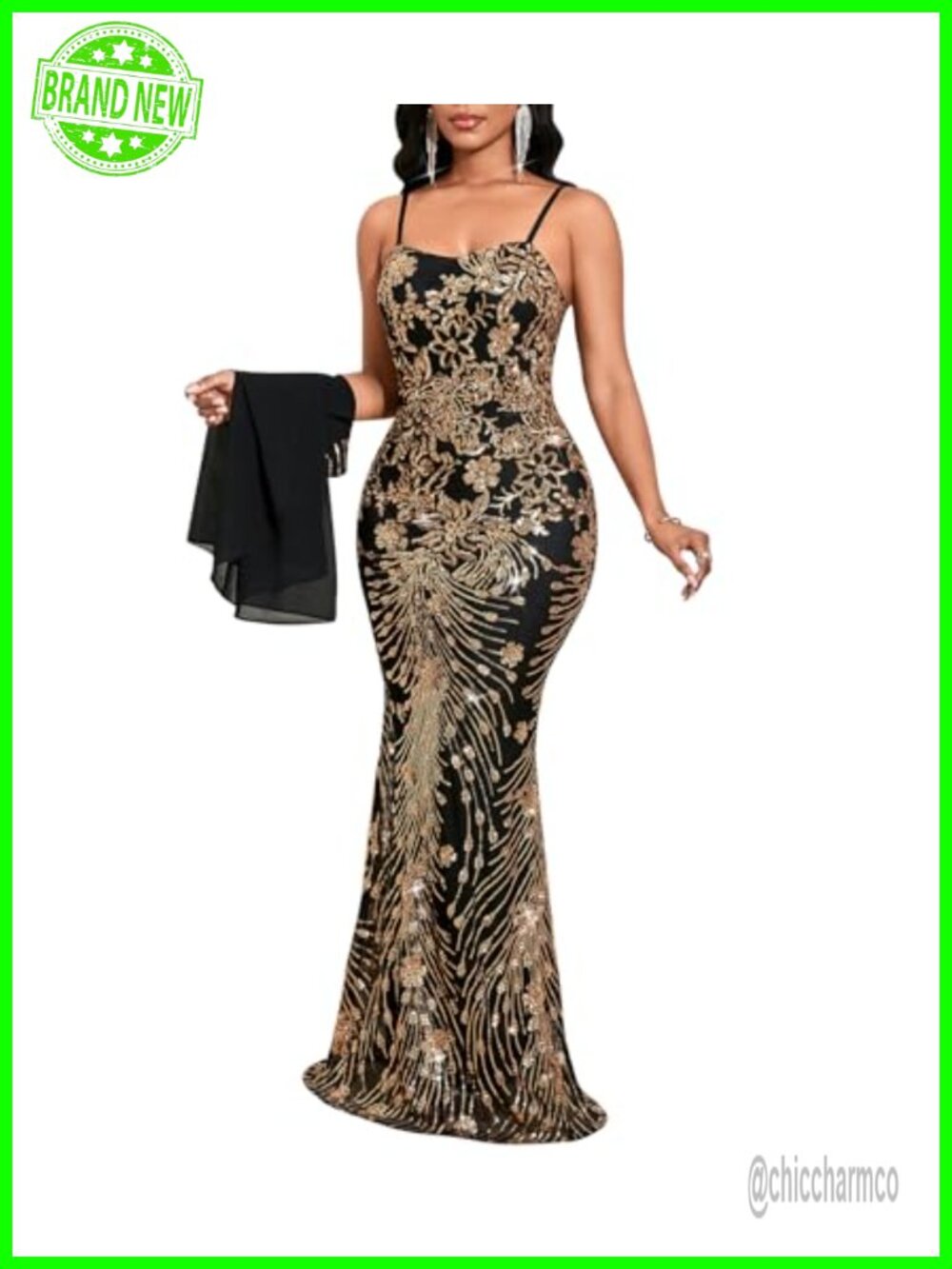 Two Piece Sequin Formal Dress Set with Jacket Bodycon Evening Gown